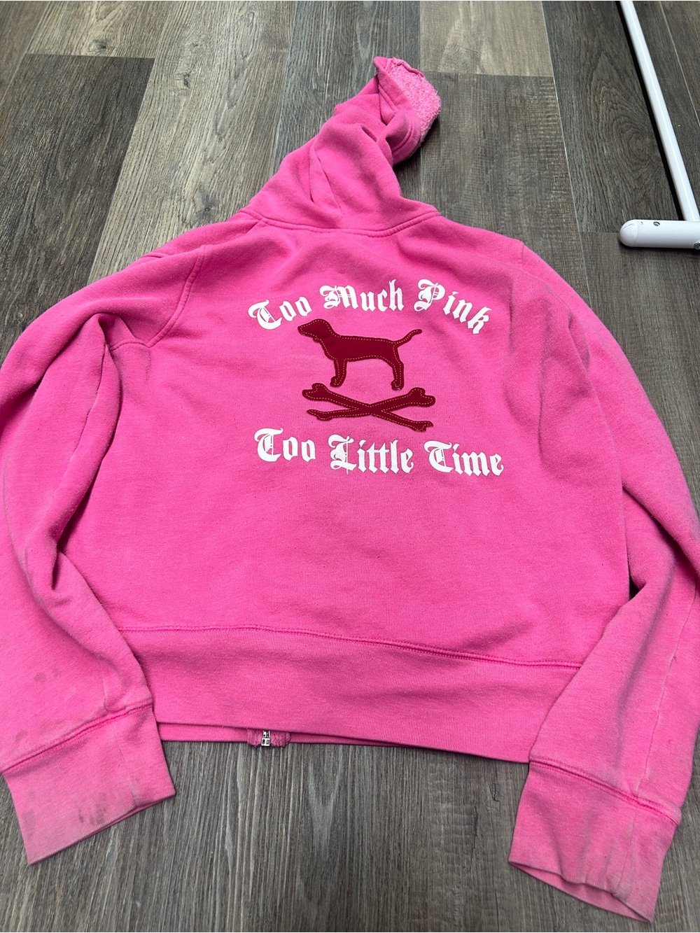 PINK Victoria's Secret Hot Pink & Red Jacket with Dog Graphic